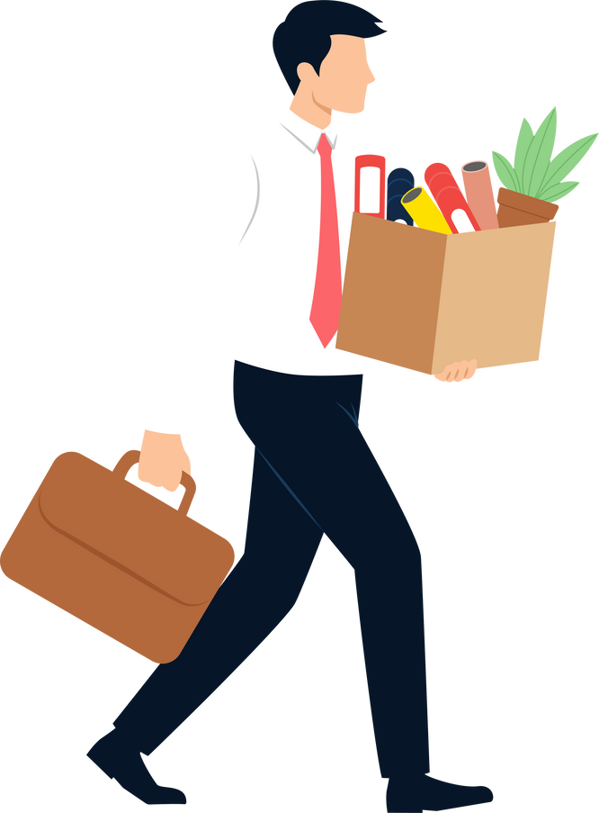 Employee carrying stuffs to new job opportunity vector illustration