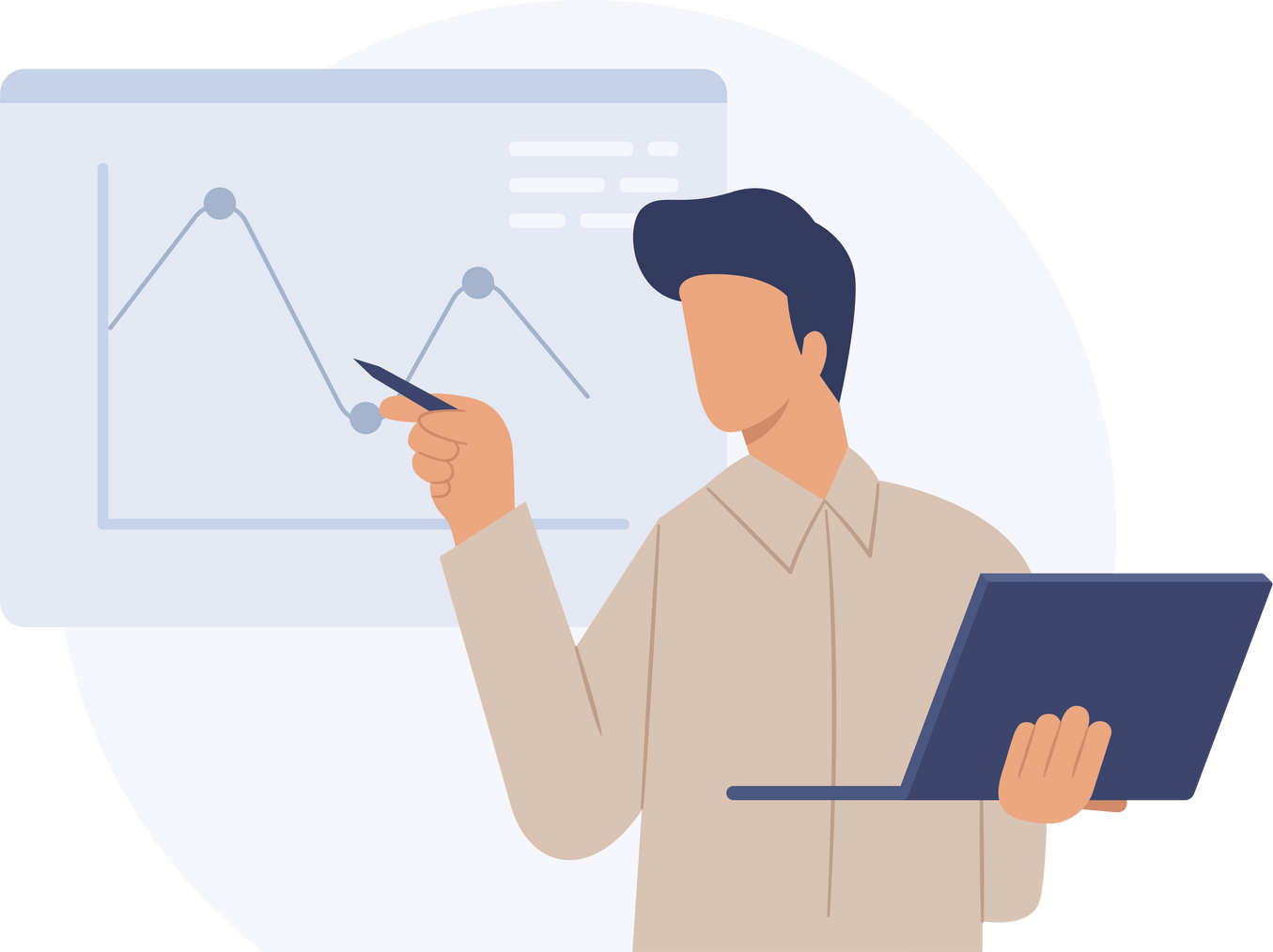 Business Professional Presenting Data Analysis Graphic